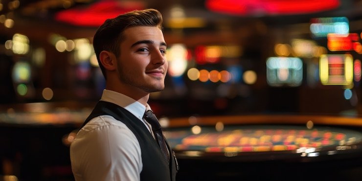 Tampilan meja baccarat live dealer di aplikasi dewajudiqq